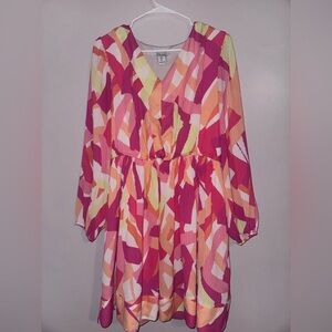 Nicole Miller Pink and Yellow Dress